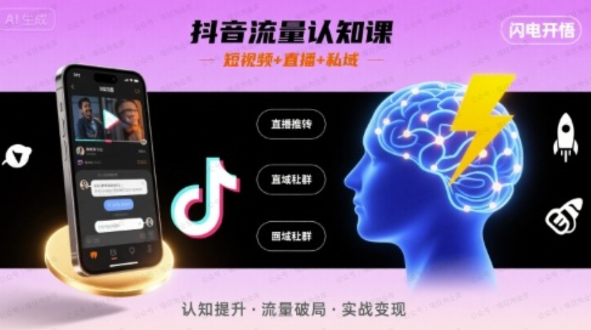 图片[1]-抖音流量认知课，短视频+直播+私域，认知提升，闪电开悟-杨北资源网