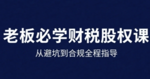 25年企业财税与股权实战课,从避坑到合规全程指导-杨北资源网