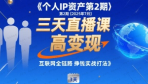 个人IP资产第2期【2025年7月】三天直播课，小团队高变现，互联网全链路挣钱实战打法-杨北资源网