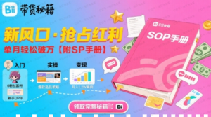 B站哔哩哔哩带货秘籍，新风口，抢占红利，单月轻松破万【附SOP手册】-杨北资源网
