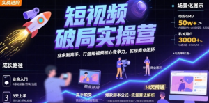 短视频破局实操营,业余到高手,打造短视频核心竞争力,实现商业闭环-杨北资源网